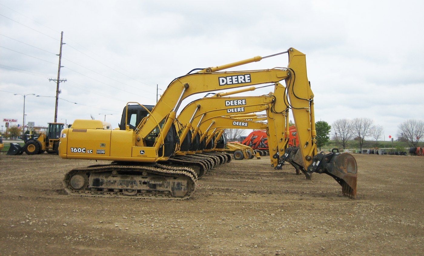 Excavators parked beside the road in Oklahoma